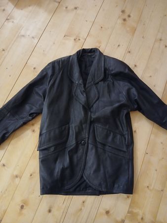 Vintage Lederjacke Leder Fässler Zürich – Gr. 34 – Schwarz