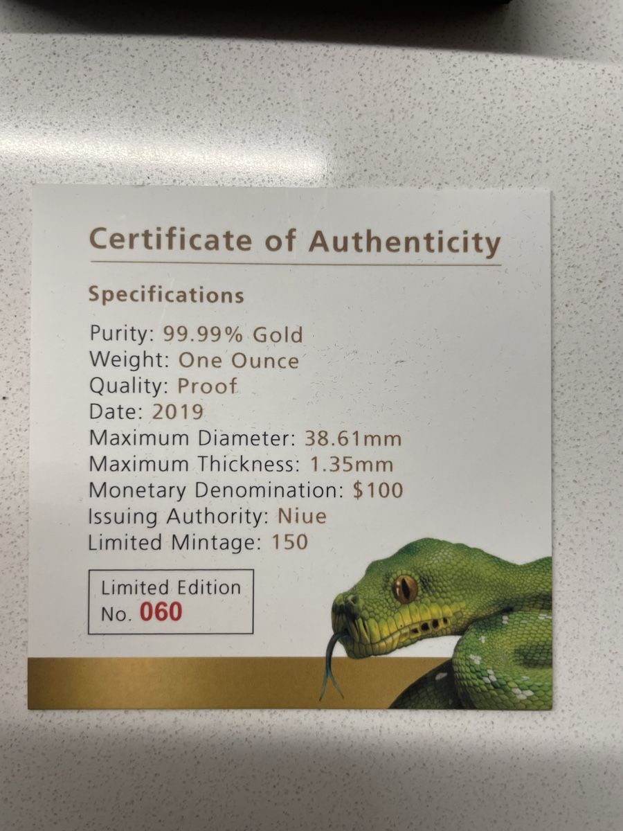 Alle Münzen: Seltene Sammlermünze Green Tree Python nur 150 Stück – Neu und originalverpackt aus Glattbrugg von kar_7njd 3
