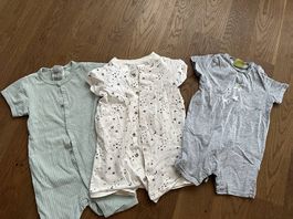 3 Baby kurzarm Schlafanzüge Pyjamas Gr. 74