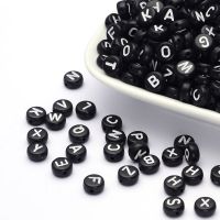 Acrylperlen Alphabet Schwarz Weiss 7x4mm 3000Stück