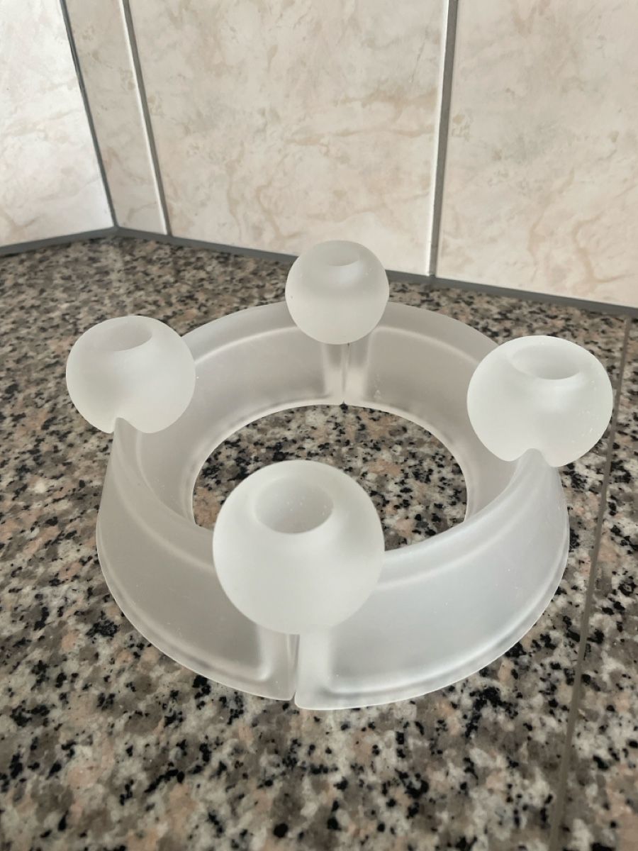 Portacandele: Teelicht Halter matt Glas rund mit 4 Kugeln – Nuovo (secondo la descrizione) da Kaiseraugst venduto da KlausSina 1