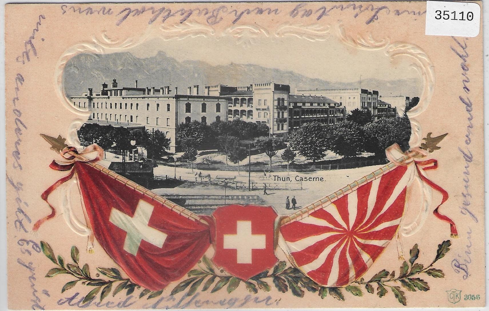 Cartoline postali: Thun - Caserne - Präge-Litho 1908 – Usato da Ettingen venduto da Kartenplanet