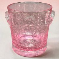 Sseau à glace verre bullé rose soufflé signé Farinelli BIOT