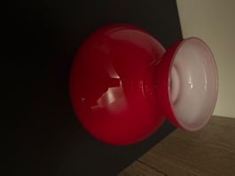 Lampe globe vintage en verre rouge et blanc, diamètre 19cm