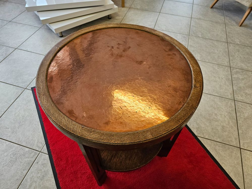 Antik Art-Deco Rauchertisch, Smoking-Table, Kupfer-Holztisch | Kaufen ...