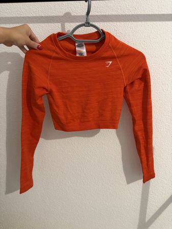 Gymshark Crop Top orange langarm Grösse S 
