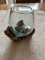 Glas & Wurzelholz (10x11cm)  Süssigkeiten/Büroklammern usw