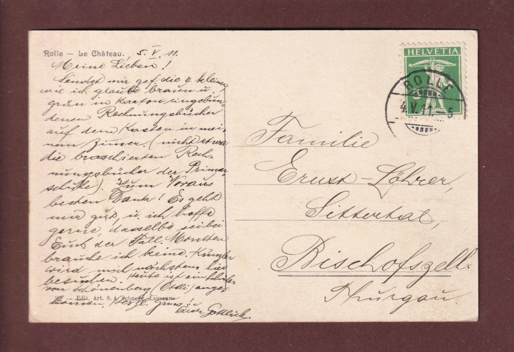 Cartoline postali: ROLLE - Le Château - 1911 – Usato da Pully venduto da nicecards 1