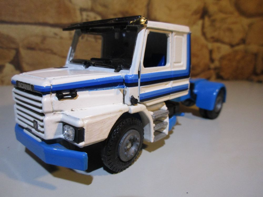 1:50 TEKNO SCANIA 142H 142 H Camion Torpedo + Remorque Bleu Gris EUR 64