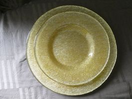 Teller Glas goldene Struktur