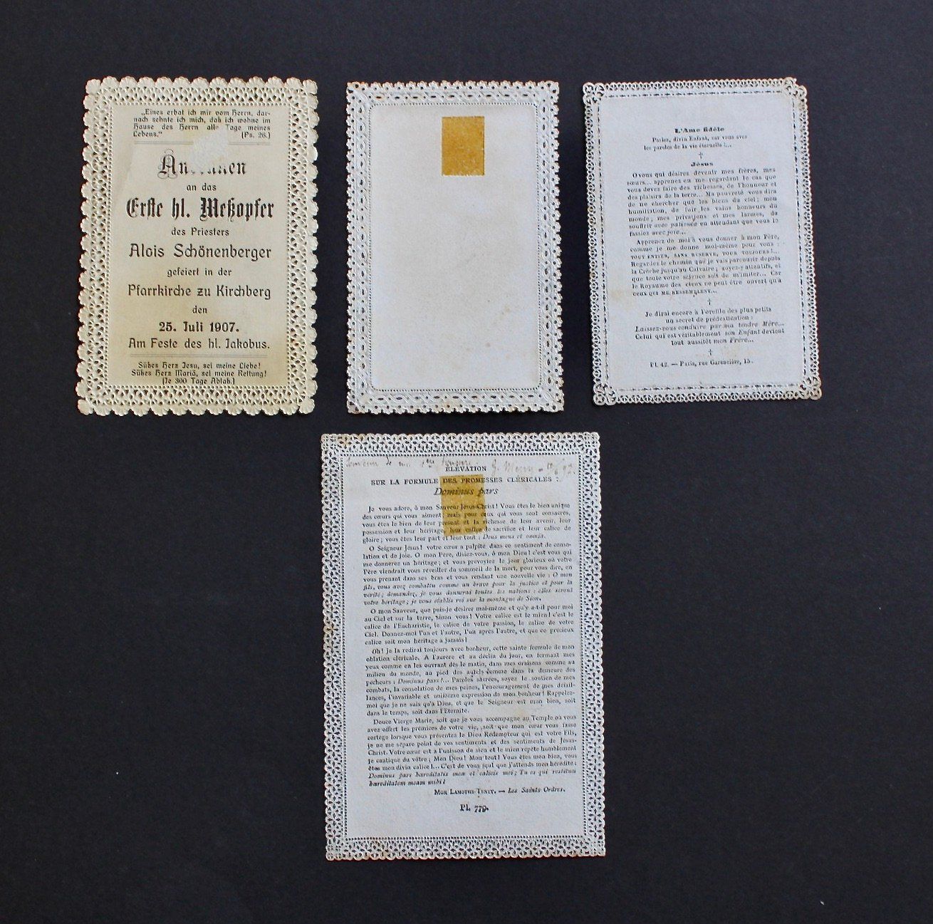 Incisioni: 4 ANDACHTSBILDER, SPITZENBILDER, UM 1900. – Usato da Grandcour venduto da Flowerstyle 1