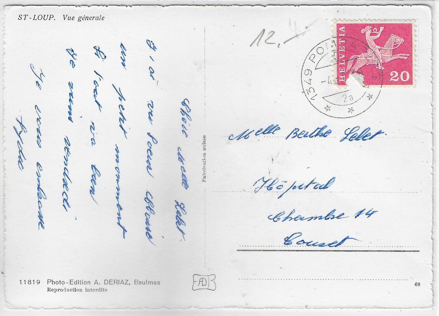 Cartoline postali: St. Loup - Vue generale – Usato da Ettingen venduto da Kartenplanet 1