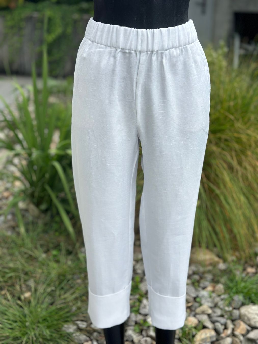 Zara Pantaloni: Leichte Sommerhose, Leinen, Weiss, Gr. 38 – Nuovo (secondo la descrizione) da Zufikon venduto da Modestil365 1