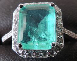 Lab grown Smaragd Silber 925 Fingerring Gr. 57