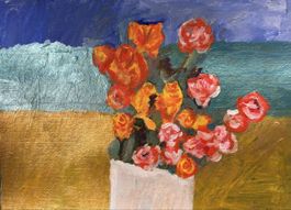 Gemälde Blumenstrauss mit Rosen abstrakt