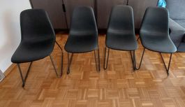 Schwarze Esszimmerstühle, 4 Stück, Lederimitat