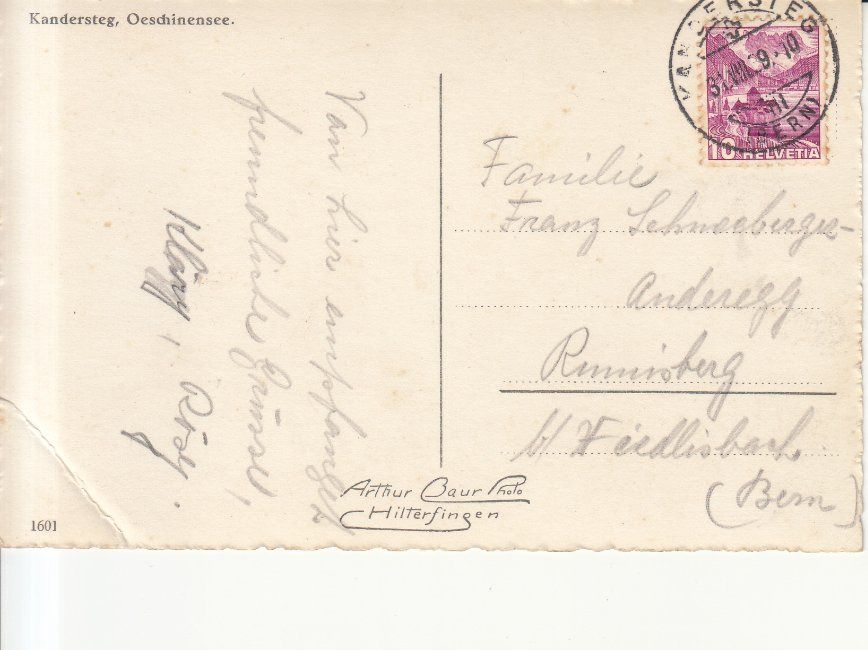 Cartoline postali: Oeschinensee 1939 – Usato da Bürglen TG venduto da StampGraf 1