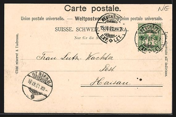 Cartoline postali: AK Neuchatel, Musee des Beaux-Arts, 1901 – Usato da Berlin venduto da bartko-reher 1