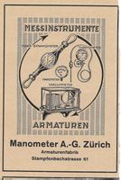 Vintage Reklame, Zürich, Manometer, Messinstrumente, 1925