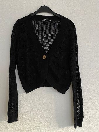 Schwarze Strickjacke Gr. L, in Bolero-Form