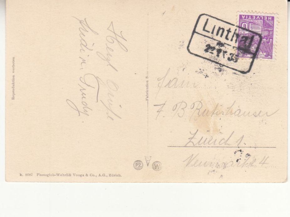 Cartoline postali: Baumgartenalp mit Bahnstempel Linthal – Usato da Bürglen TG venduto da StampGraf 1