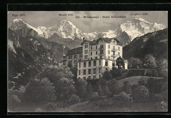 Cartoline postali: Wilderswil, Hotel Schönbühl mit Eiger, – Usato da Berlin venduto da bartko-reher