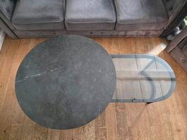 Couchtisch rund Steinoptik und Glas gebraucht guter Zustand