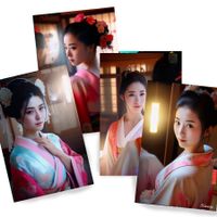 Japanische Geisha DS0277 ⚡️ Set mit 4 Kunstdrucken à 20x30cm