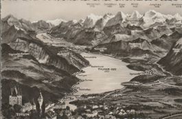 AB 110 Thun mit Thunersee, Panoramakarte, ≈ 1940