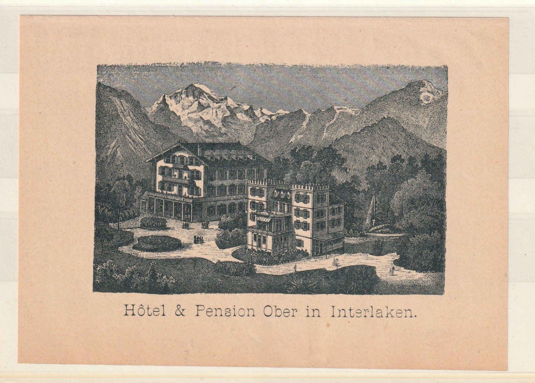 Ansichtskarten: Xilographie Interlaken Hotel Ober – Gebraucht aus Rorschacherberg von fratovi2