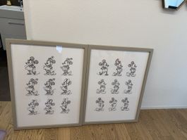 Micky Maus und Minnie Mouse Bilder, 2 Stk. gerahmt!