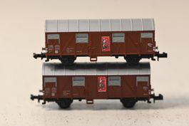 2 Modellbahn Wagen Zirkus Knie Minitrix Spur N mit OVP