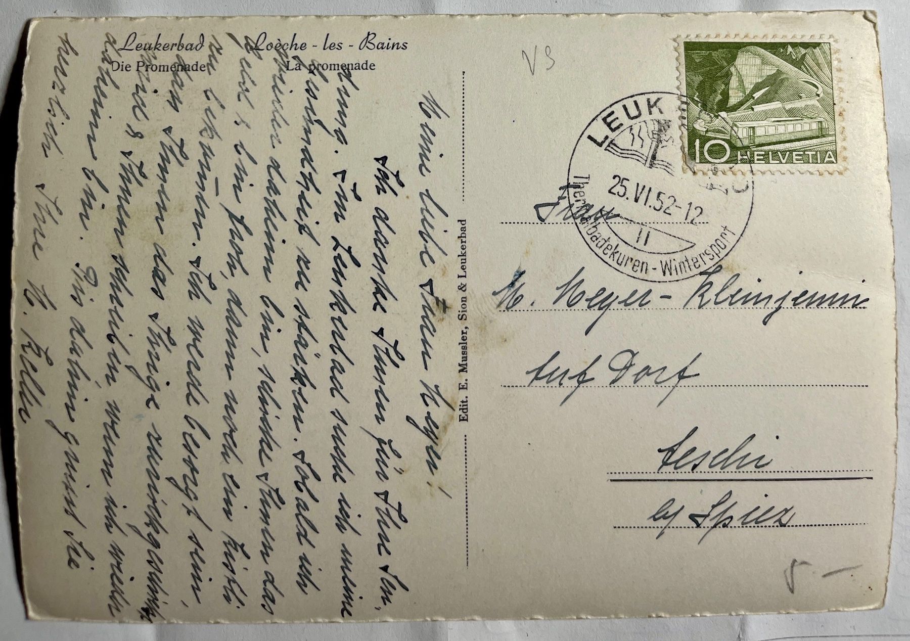 Cartoline postali: LEUKERBAD - 1952 – Usato da Lutry venduto da Ediego 1