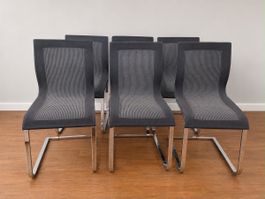 6x TEAM 7 Designer Freischwinger Stühle – Stricktex / Chrom