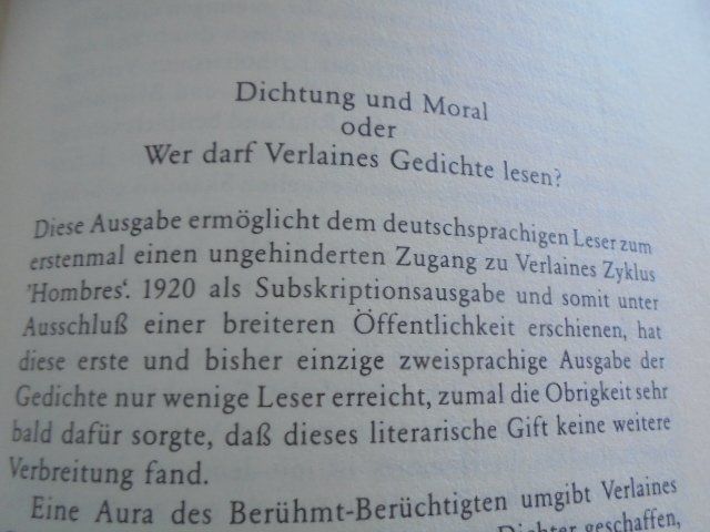 Libri: PAUL VERLAINE / MÄNNER Gedichte – Usato da Hinwil venduto da Glasperlen 4
