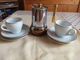 Mokkakanne Metall gestempelt ca. 15cm hoch,plus 2 Mocca