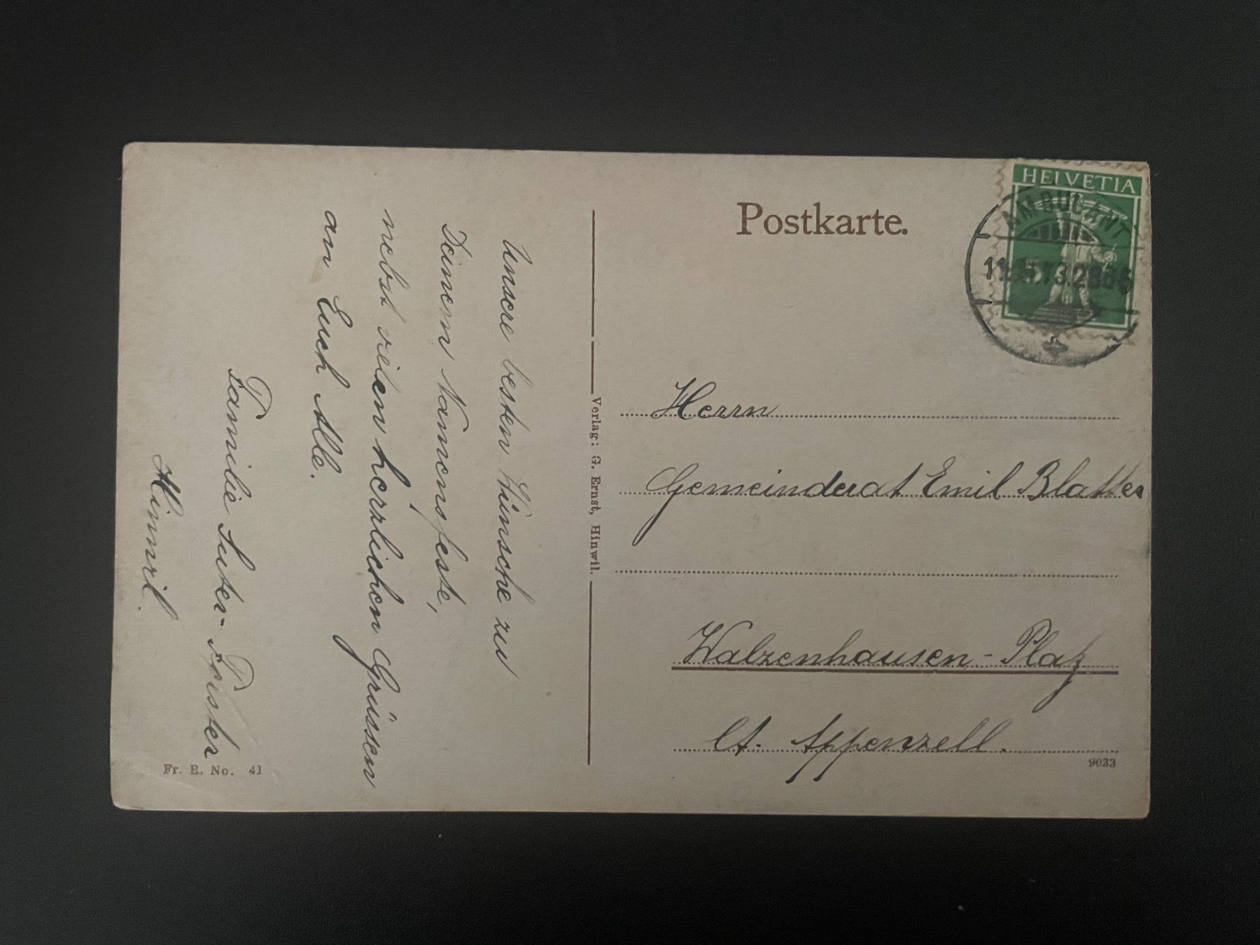 Cartoline postali: AK ZH Hinwil – Usato da Thal venduto da Danny82 1