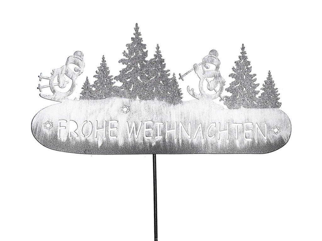 Alle Dekorationen: Stecker “Frohe Weihnachten” silber Schild – Neu und originalverpackt aus Matzendorf von Gartendeko-Shop 1