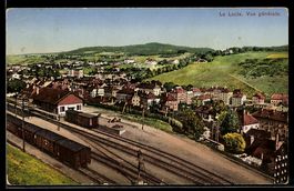 AK Le Locle, Vue générale et Gare, Bahnhof
