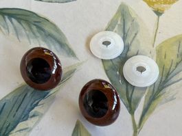 1 Paar Tieraugen, Teddybär Bären Augen mit Verschluss, Glas
