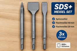 SDS+ Meissel Set 3x 250mm Spitz-/Flachmeissel NEU