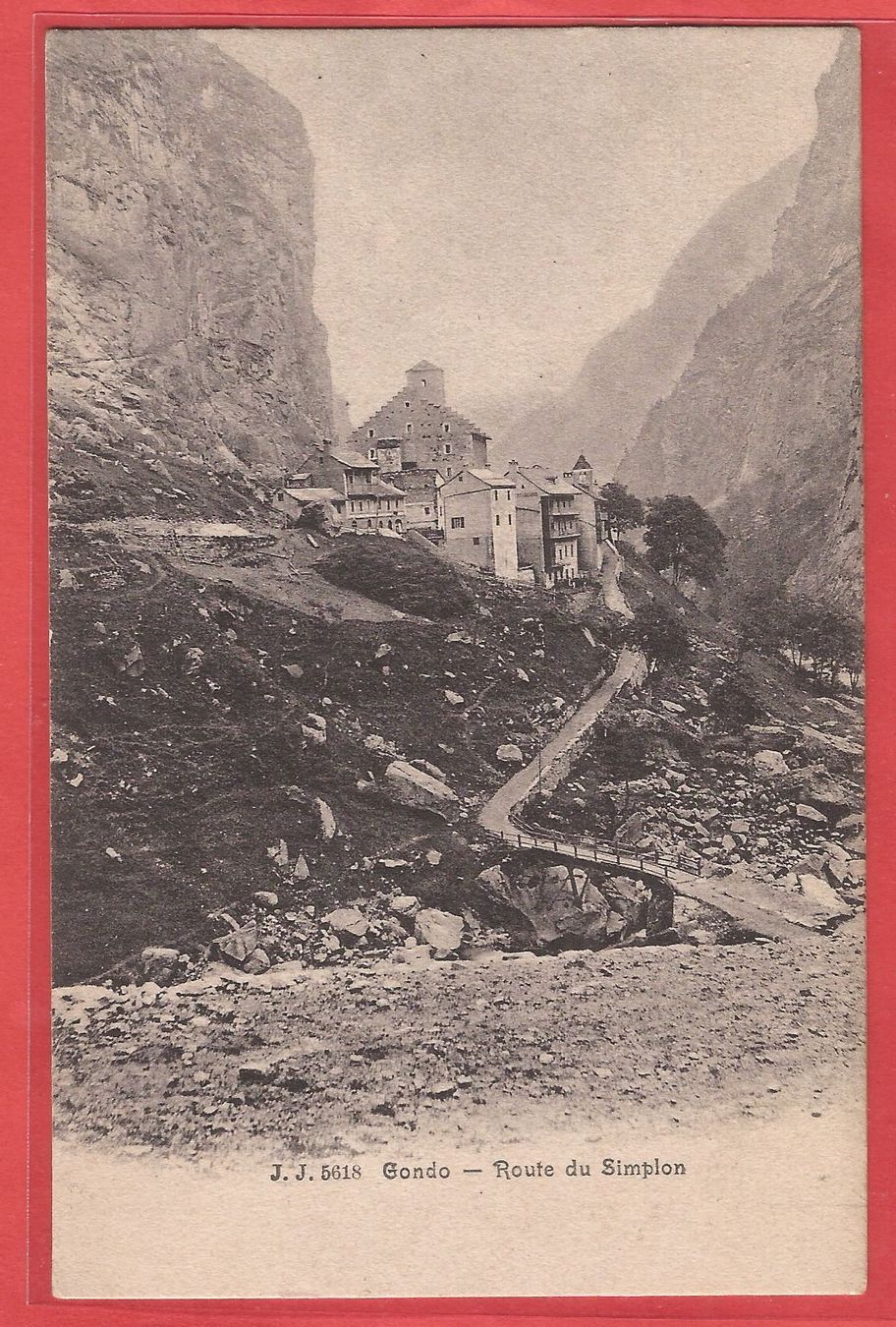 Cartoline postali: Gondo an der Simplon Strasse - ca. 1905 – Usato da Fislisbach venduto da Porano