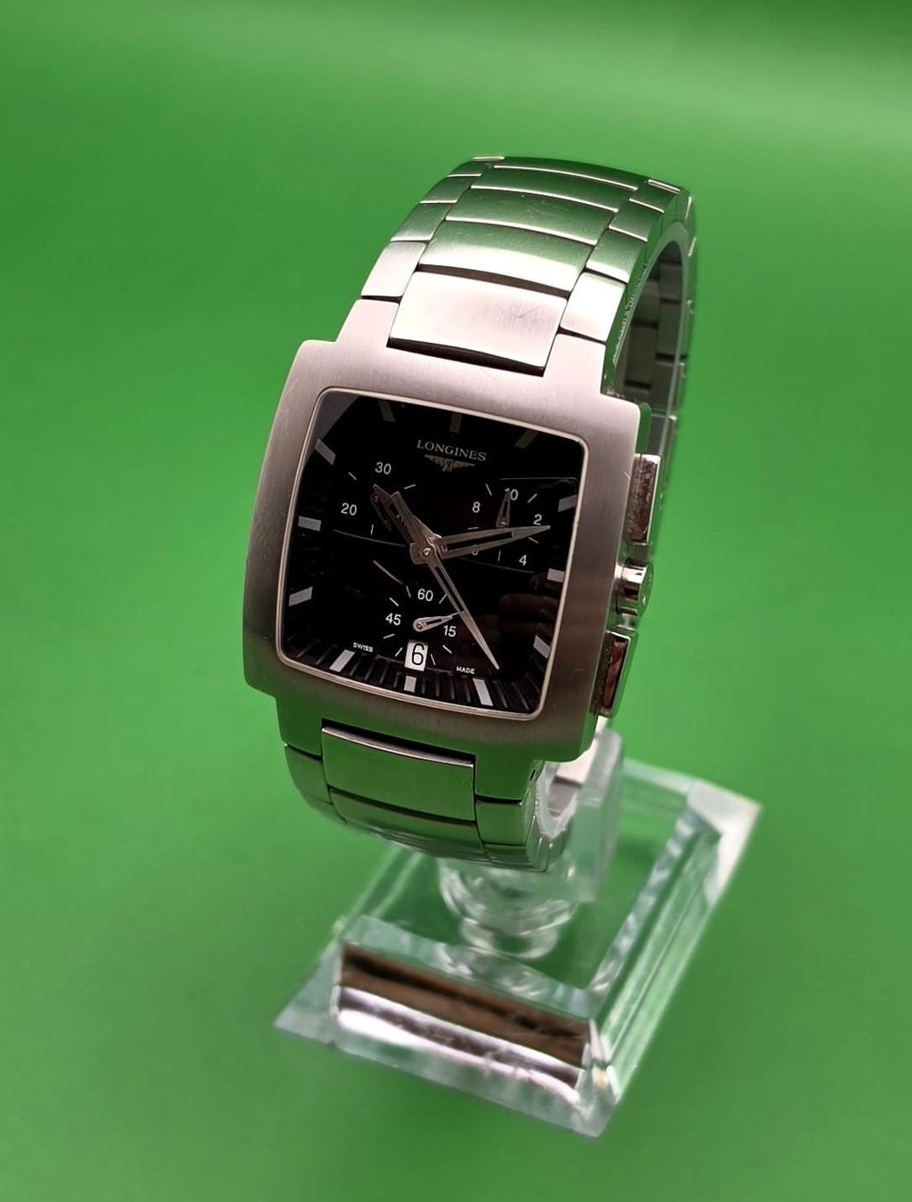 Longines Orologi: LONGINES OPOSITION SQUARE CHRONOGRAPH DATE ALL STAINLESS STE – Usato da Neftenbach venduto da Taschen-Uhren 8