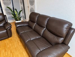 Leder Sofa Braun Elektrisch verstellbar