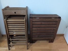 Gartenstuhl Set (5 Stück + Tisch) Holz braun
