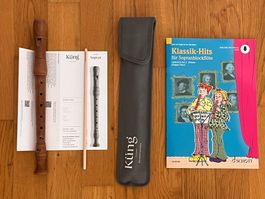 Sopran-Blockflöte Küng Schaffhausen inkl. Etui und Noten