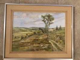 Altes Gemälde von Trudi Leibundgut, 1977, gerahmt