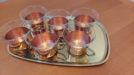 Schott Teegläser 60er/70er mit Metallhaltern & Tablett