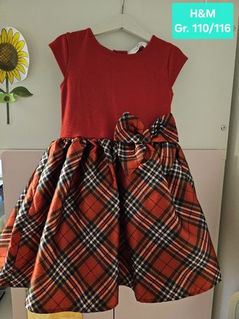 Mädchenkleid, Gr. 110/116, rot kariert, festlich