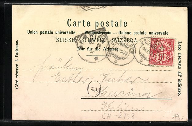 Cartoline postali: Litho Obstalden, Hotel, Pension Hirschen – Usato da Berlin venduto da bartko-reher 1